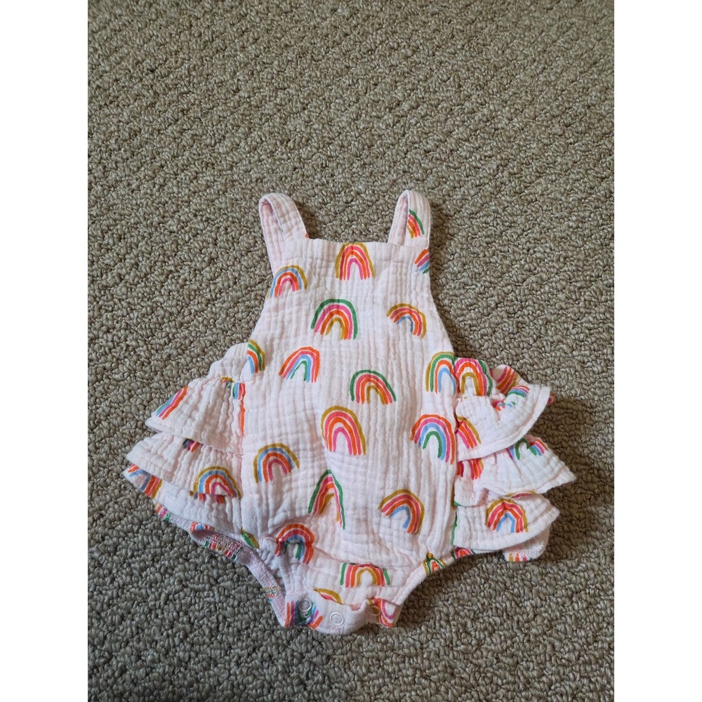 Mud pie baby Girls Rainbow Ruffle Romper 0-3 mos